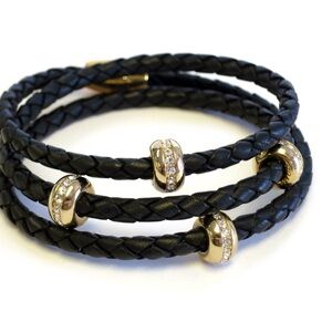 Pair Liza Schwartz  Leather Wrap Bracelets